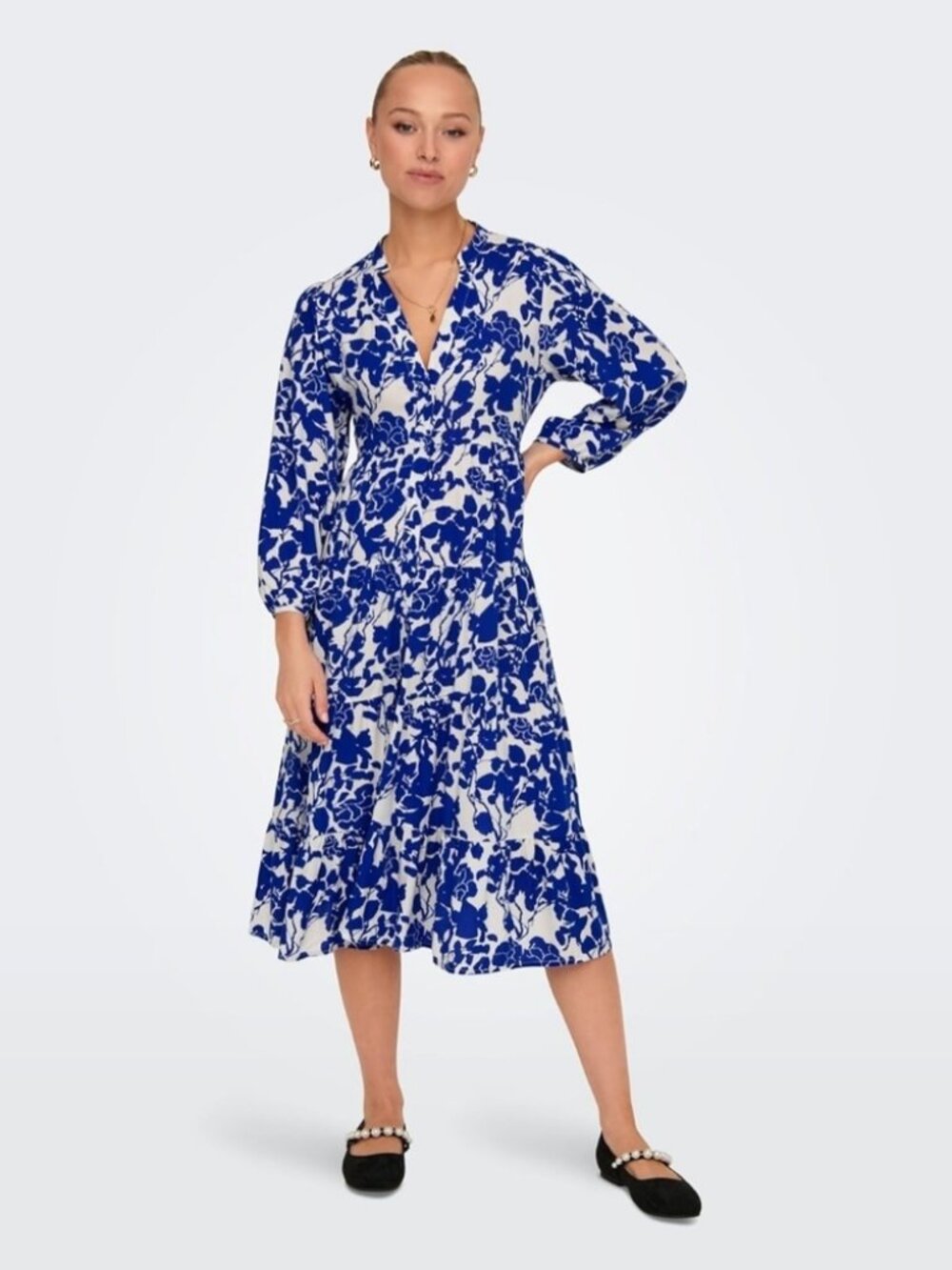 ONLY Blue Floral Midi Dress | Lightweight Feminine | X-Small
